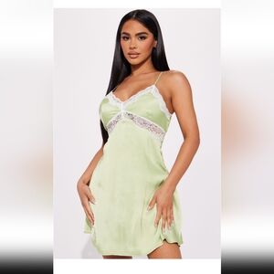 Fashion Nova satin mini dress Sage